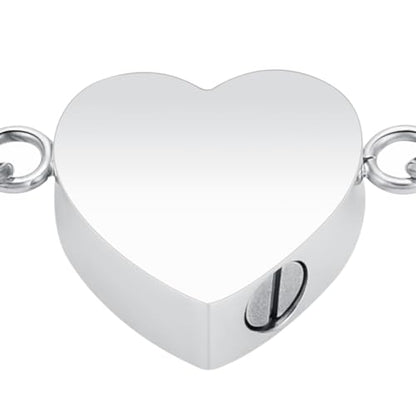 Oinsi Heart Urn Bracelet for Ashes, Cremation Jewelry Leather Bracelets for Men Women, Memorial Jewelry With Filling Kits - color: Silver