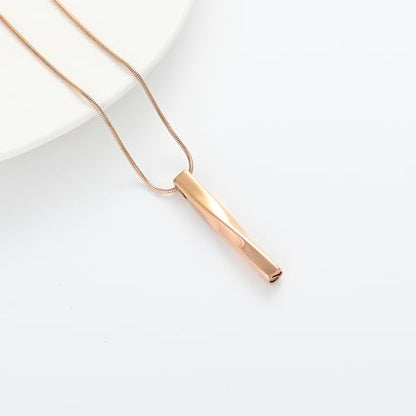Urn Necklace for Ashes Twist Strip Cremation Jewelry Bar Ashes Necklace Memorial Keepsake Urn Pendant for Women Men Always In My Heart - color: Rose gold-Always