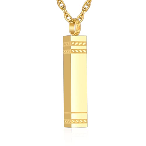 abooxiu Urn Necklace for Ashes Memorial Cremation Jewelry for Ashes Stainless Steel Ashes Jewelry Cube Ashes Necklace Bar Urn Pendant for Women Men - style: Gold