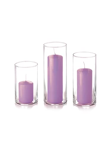 yummi Set of 36 Slim Pillars and Cylinder Vases - Violet - color: Violet