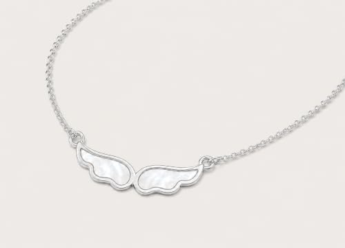 Angel Wings Pearl Necklace for Women - color: Silver
