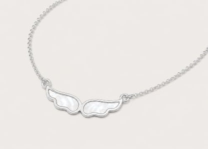 Angel Wings Pearl Necklace for Women - color: Silver