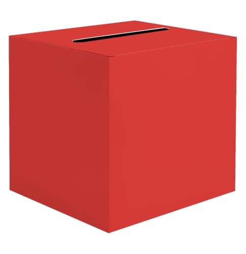 SietDESEO Red Card Box with Slot Money Gift Card Box Holder for Party Wedding Reception Birthday Graduation Bridal Shower Baby Shower Diaper Raffle Box - color: RED CARD BOX, size: 7.8 X 7.8 X 7.8 INCH