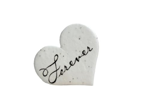 Of The Earth Handmade Paper - Wildflower Seed Paper Small Heart Tags - Calligraphy Variations - 1.75" X 1.5" - Set of 50 (Forever) - color: Forever