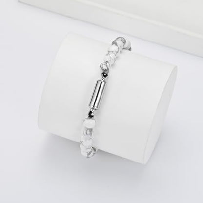 Hearbeingt Cremation Jewelry Urn Bracelet for Ashes Braided Rope Beads - color: White-2