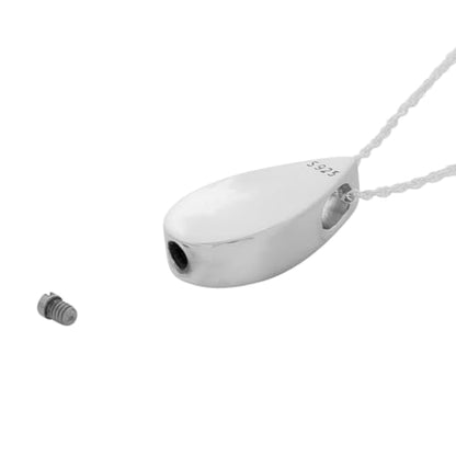 Small Teardrop Pendant and Necklace for Ashes, Sterling Silver, Cremation Jewelry for Ashes - color: Small Teardrop