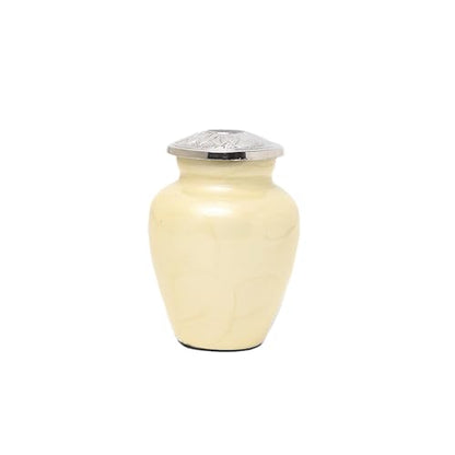 Small Urns for Human Ashes Adult Male Female | Yellow Sunflower Theme | Gift Pack of Mini Funeral Ashes Urn and Velvet Carry Bags | Yellow YSFS1 - color: Yellow/Silver