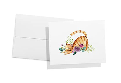 Twigs Paper Cat Thank You Cards, Set of 24 Blank Cat Stationery Note Cards | Matching envelopes included, hand-illustrated art, for nature & animal lovers, thinking of you - color: Playful Cats, size: 24-Count