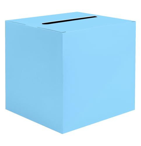 SietDESEO Light Blue Card Box for Graduation Large Gift Card Box Holder 9.8" x 9.8" Money Cards Box Diy Card Box for Wedding Reception Baby Shower Birthday Cards Box Holder - color: LIGHT BLUE CARD BOX, size: 9.8 X 9.8 X 9.8 INCH