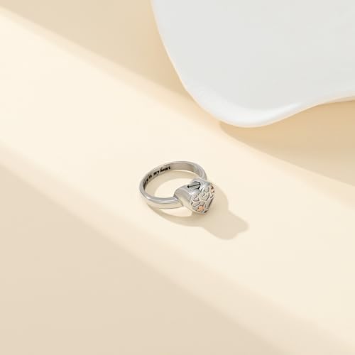 Cremation Jewelry Always in My Heart Heart Urn Ring for Girls Women, Memorial Ashes Keepsake Ring with Crystal Remembrance - color: Silver-Always-8#