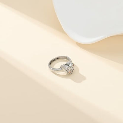 Cremation Jewelry Always in My Heart Heart Urn Ring for Girls Women, Memorial Ashes Keepsake Ring with Crystal Remembrance - color: Silver-Always-8#