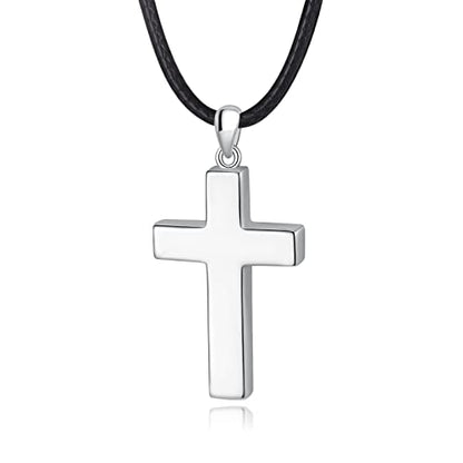 Cross Urn Necklace for ashes 925 Sterling Silver religious Cross Cremation Pendant Jewelry Faith Hope Love Gifts for Men - style: Men cross urn necklace