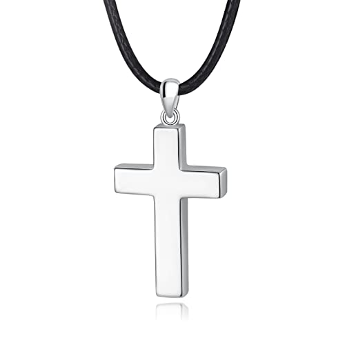 Cross Urn Necklace for ashes 925 Sterling Silver religious Cross Cremation Pendant Jewelry Faith Hope Love Gifts for Men - style: Men cross urn necklace