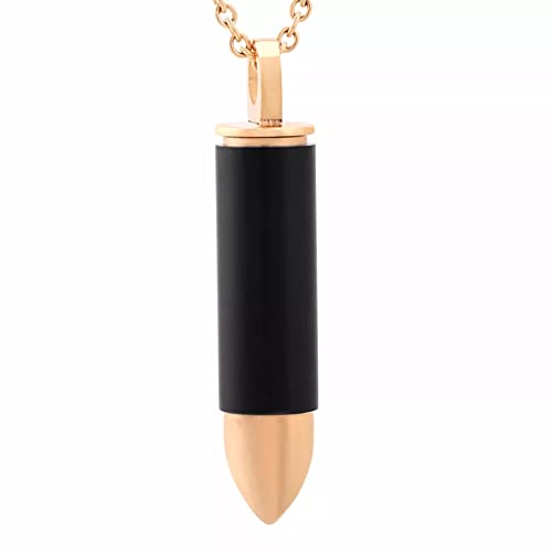 Urn Necklace for Ashes Memorial Cremation Jewelry for Ashes, Urns Pendant Keepsake Jewelry with Funnel Kit and Velvet Bag - style: Gold Bullet