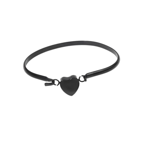 LittleFlower Heart Urn Bracelet for Human & Pet Ashes - Stainless Steel Memorial Jewelry for Cats, Dogs, Waterproof Keepsake with Filling Tool & Gift Box - color: Black