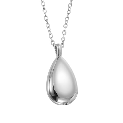 uxcell Drop Cremation Necklace Waterproof Keepsake Pendant with Funnel Kit for Ashes - color: Silver Tone