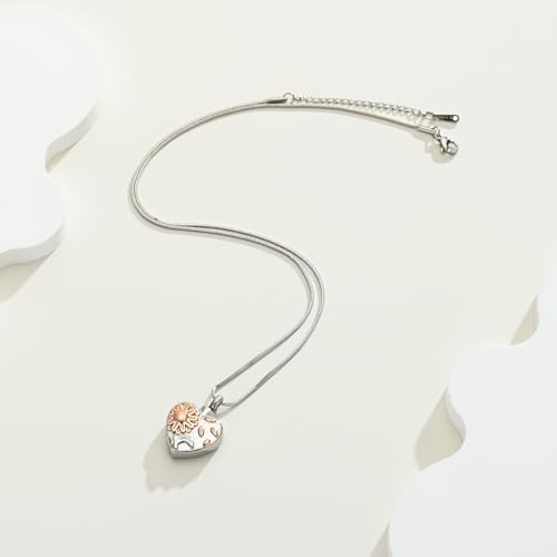 Urn Necklace for Ashes Sunflower Cross Necklace Cremation Jewelry Ashes Necklace for Human Women Pets Sunshine Pendant Keepsake Jewelry for Ashes - color: Rose gold