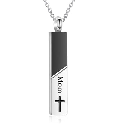 Bar Urn Necklaces for Ashes for Men Women Cremation Urn Jewelry Cross Cube Ash Necklace Memorial Keepsake Pendant Human Ashes Holder - color: Cross Mom