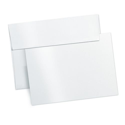 100 Pack Goefun White Shimmer Blank Note Cards and Envelopes (Not Folded) - color: shimmer white, size: 5x7