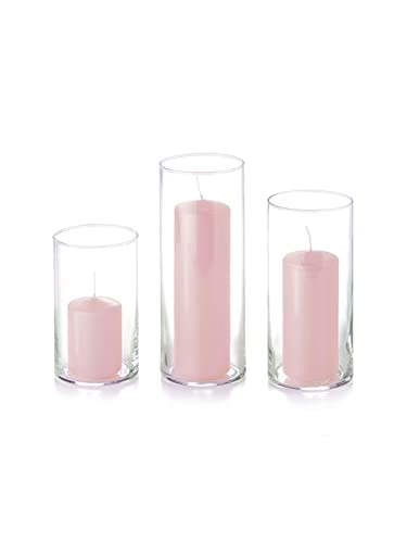 yummi Set of 36 Slim Pillars and Cylinder Vases - Blush - color: Blush