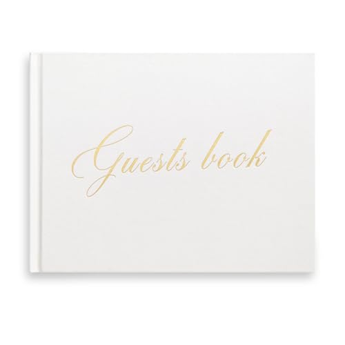 &And Per Se White Wedding Guest Book with Photo Spots – Elegant Hardcover Sign-in Book for Weddings, Baby Showers & Special Events – Blank & Lined Memory Keepsake Album - color: White