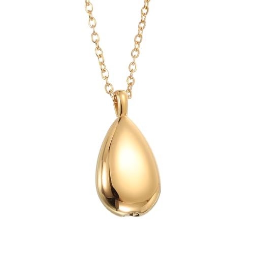 uxcell Drop Cremation Necklace Waterproof Keepsake Pendant with Funnel Kit for Ashes - color: Gold Tone
