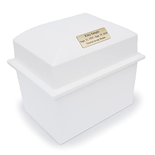 Urn Vault, Marquis, White with Nameplate - color: White with Nameplate, size: Large