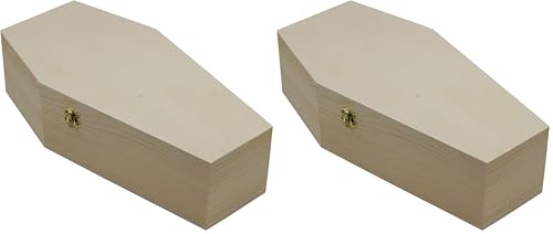 Creative Hobbies Medium 12 Inch Halloween Coffin Box - Fillable Hinged Box for Halloween Décor, Party Favor, Goth, Decoration, Pet Casket (Pack of 2) - size: 12" - 2 Pack