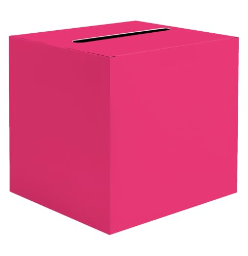 SietDESEO Hot Pink Card Box for Graduation Large Gift Card Box Holder 9.8" x 9.8" Money Cards Box Diy Card Box for Wedding Reception Baby Shower Birthday Cards Box Holder - color: HOT PINK CARD BOX, size: 1 Count (Pack of 1)
