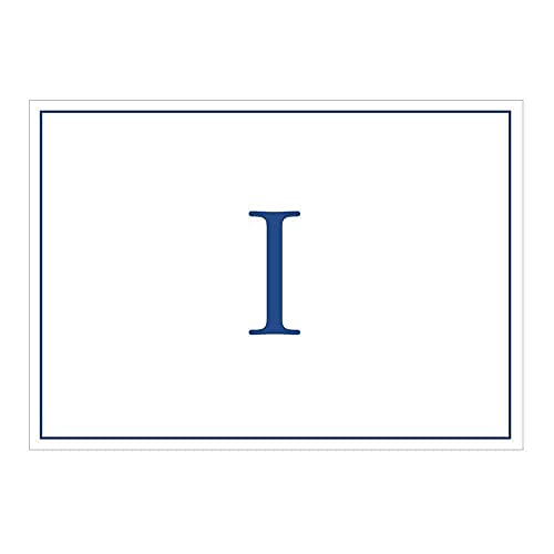 Caspari Navy Embossed Initials Boxed Note Cards in Letter I, 8 Cards & Envelopes - color: Navy I