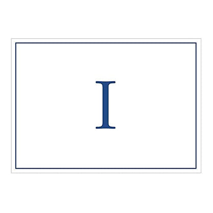 Caspari Navy Embossed Initials Boxed Note Cards in Letter I, 8 Cards & Envelopes - color: Navy I