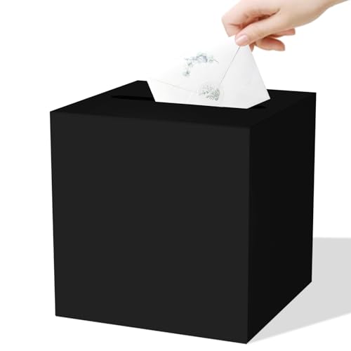 QISOLIY Black Card Box Wedding Card Boxes for Reception Gift Card Box Holder Money Box for Graduations, Baby Showers, Birthdays, Weddings, Retirements, Open Houses, Anniversaries - color: Black
