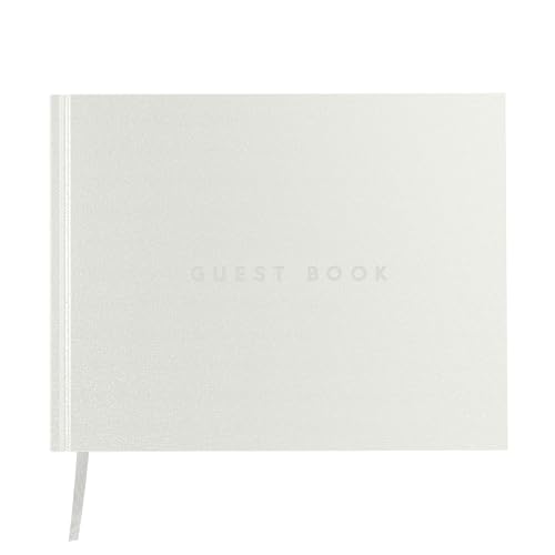 Useful Co. Guest Book for Party, Sign In Book, Leather Cover - White | Sign In Book for Memorial Service or Vacation Home, Hardbound Leather Guest Books, House and Party Guest Book, 9 x 7 In - color: White