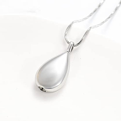 Yinplsmemory Carved Teardrop Keepsake Ashes Necklace Urn Pendant Cremation Memorial Jewelry-Always in my heart - color: Silver-Forever in my heart