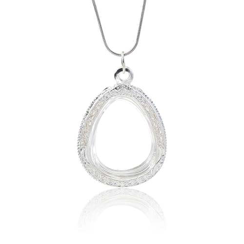 SUPERFINDINGS Silver Locket Pendant Aolly Living Memory Floating Locket Teardrop Clear Acrylic Cabochons Photo Charm with Jump Ring for Wedding Bridal Bouquet Keychain Jewelry Making