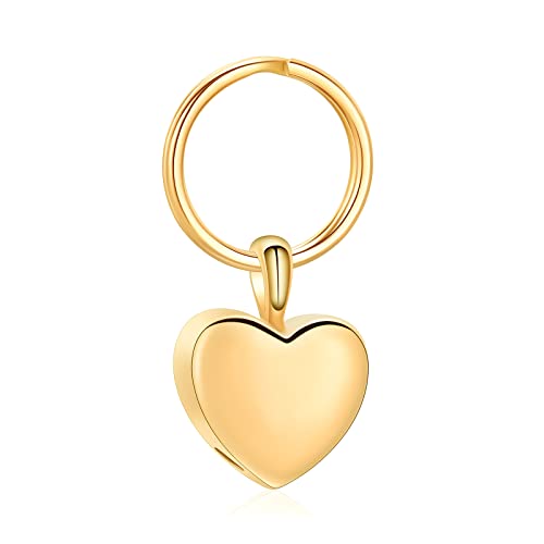 Heart Urn Keychain for Ashes for Women Men Stainless Steel Cremation Jewelry Keepsake Jewelry of Loved One | cremation jewelry,holds pet & human ashes,stainless steel,memorial gift,memorial keychain,engraved,urn keychain for loved one - color: Gold