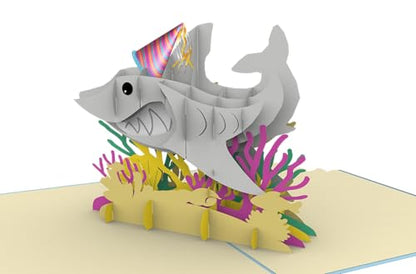 iGifts And Cards Ocean Adventure Shark 3D Pop-Up Card Jawsome Birthday 6x8 | Friend, Dad, Lifeguard, Shark Lover, Beach Lover, Funny Bday Greeting, Aquatic Party Theme, Underwater Scene, With Notecard - color: Shark Birthday