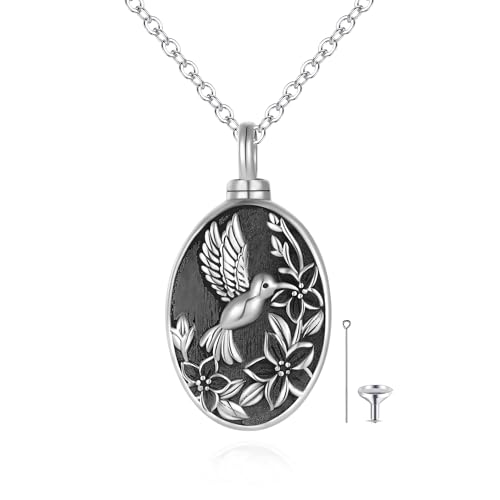Flower Cute Animal Sterling Silver Pendant Urn Ashes Necklace for Women BF0709 - color: O*Hummingbird 1