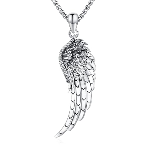 Angel Wings Necklace 925 Sterling Silver Guardian Angel Nurse RN Caduceus Pendant Charm Crystal Angel Jewelry Gifts for Women - style: D-Angel Wing