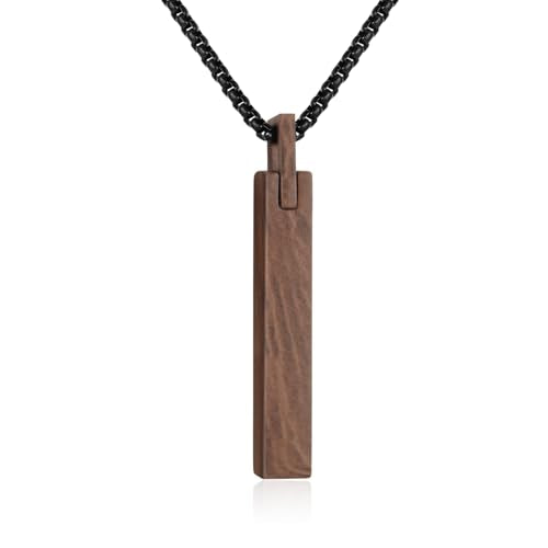 Dletay Urn Necklace for Ashes Stainless Steel Cremation Jewelry for Ashes Memorial Ash Necklace for Men Women Ash Holder Black - color: Wood grain, style: Non-customizable
