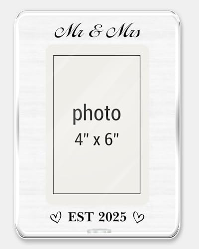 Mr and Mrs Gifts Picture Frame, Wedding Gifts for Couples 2025 | Engagement Bridal Shower Gift, Wedding Picture Frame for 4 x 6 Inch Photo - color: Mr