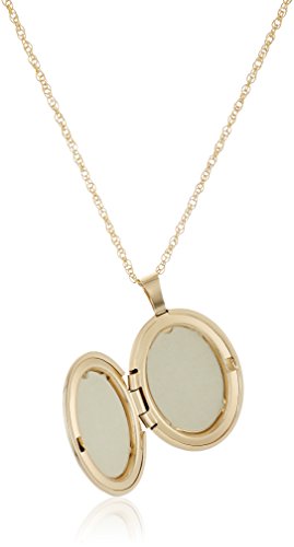 Amazon Essentials 14k Gold-Filled Polished Oval Pendant Locket Necklace with Genuine 0.01 cttw Diamond, 18"