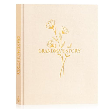 Lanpn Grandma Life Story Book Journal with 260+ Prompts, Linen Hardcover Grandmother Guided Journal Memory Keepsake Book to Fill Out, Birthday Mother's Day Christmas Gift for Grandmas, Beige - color: Beige