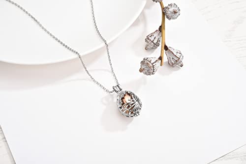 Zysta Cremation Jewelry Urn Necklace for Ashes Teardrop Butterfly Urn Memorial Locket Pendant Necklace Hollow Flower Jar Keepsake Cremation Jewelry for Women - color: Rose Gold