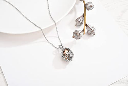 Zysta Cremation Jewelry Urn Necklace for Ashes Teardrop Butterfly Urn Memorial Locket Pendant Necklace Hollow Flower Jar Keepsake Cremation Jewelry for Women - color: Rose Gold
