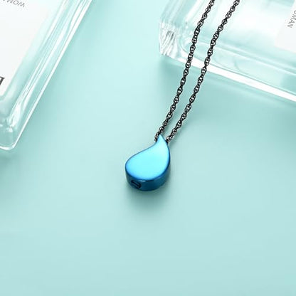 Tree of Life Teardrop Urn Necklace for Ashes Teardrop Crystal Cremation Jewelry Celtic knot Ashes Pendant Stainless Steel Keepsake Memorial Jewelry for Women Men - color: Blue