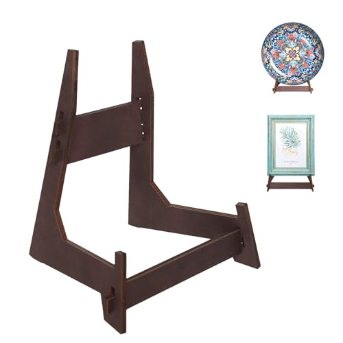10 Inch Wooden Plate Display Stand, 1 Pack | Plate Holder, Display Stand for Book, Frame Picture, Plaque, Photo, Platter, Bowl, Decorative Tabletop Art Stand