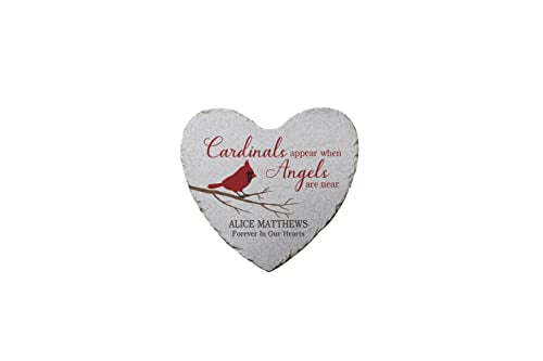 Personalization Universe Cardinal Memorial Custom Heart-Shaped Garden Stone - Durable Polyresin & Sand Outdoor Decor, Personalized Sympathy Gift, Stepping Stone for Garden or Walkway