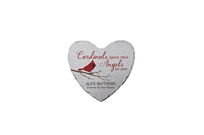 Personalization Universe Cardinal Memorial Custom Heart-Shaped Garden Stone - Durable Polyresin & Sand Outdoor Decor, Personalized Sympathy Gift, Stepping Stone for Garden or Walkway