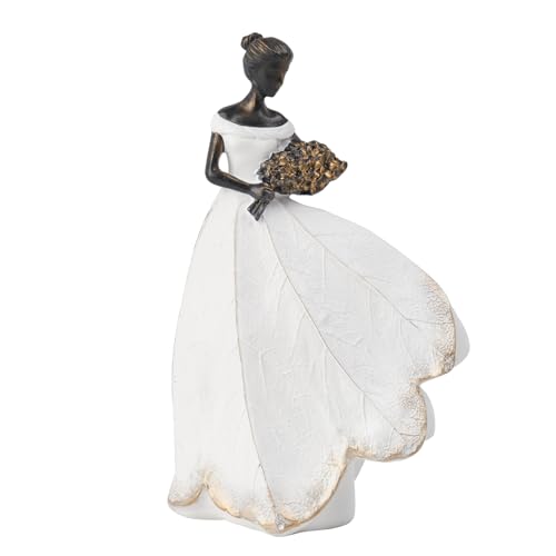 Guichifun Fairy Statue White Leaf Angel Girls Resin 7.5 x 4.5 x 11.5 Inch | Home Decoration, For Outside or Inside, Rustic Garden Outdoor Yard Decorations, Figurines Memory Gift - color: White-flower, size: Large